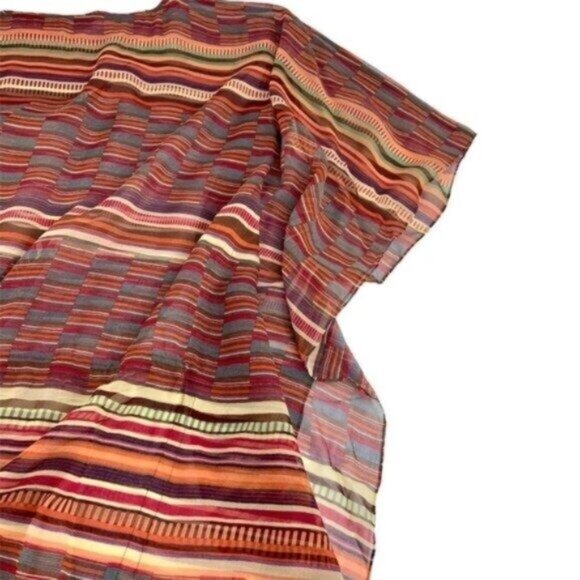 Sundance Silk Sheer Blouse Orange Red Cover Up Boho - Picture 4 of 6